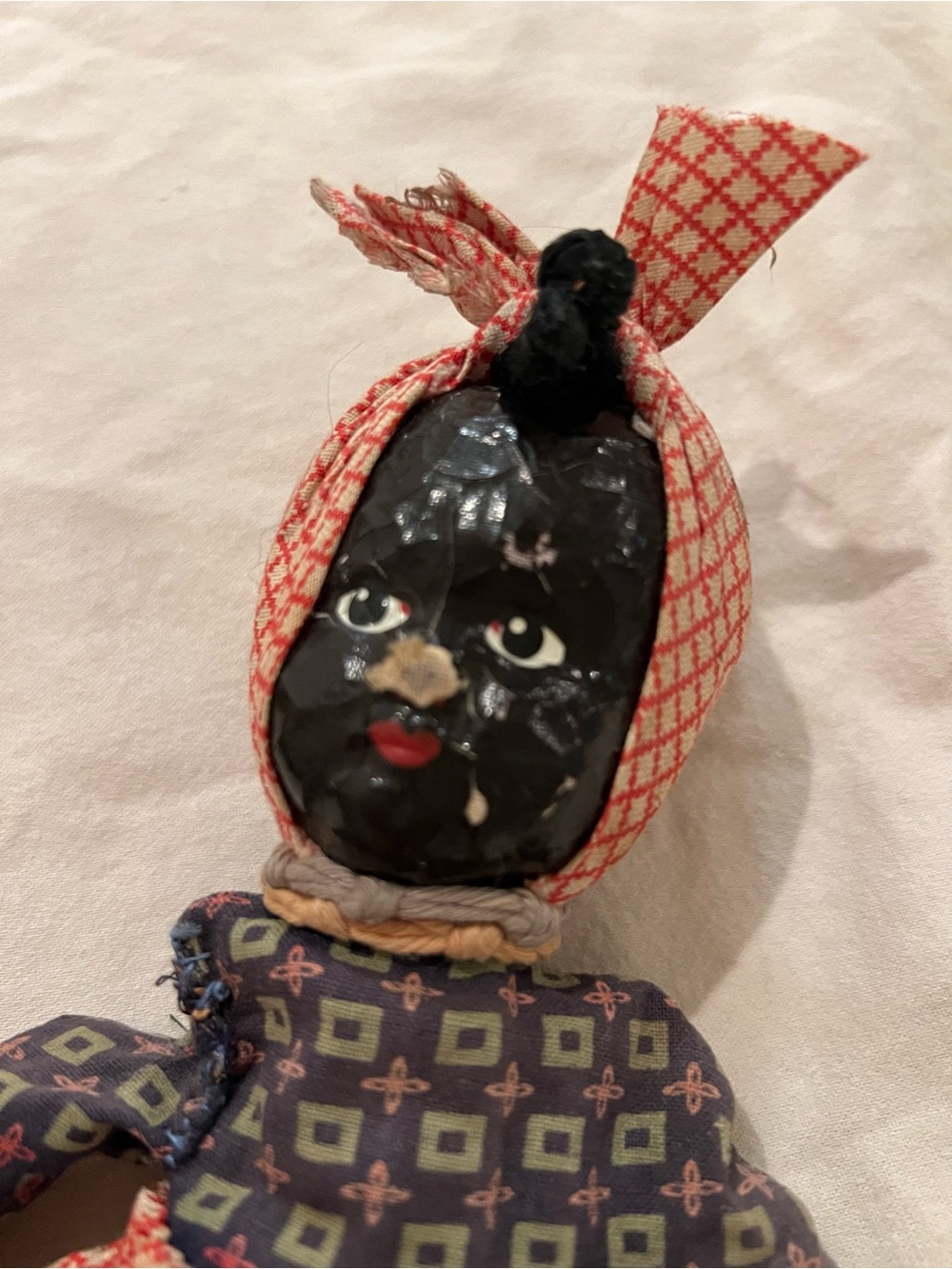 Vintage Handmade composite face Cloth body Americana Black Doll